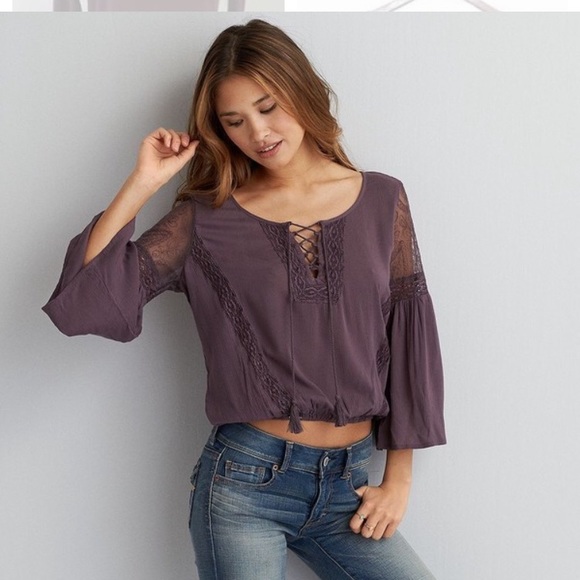 purple peasant top